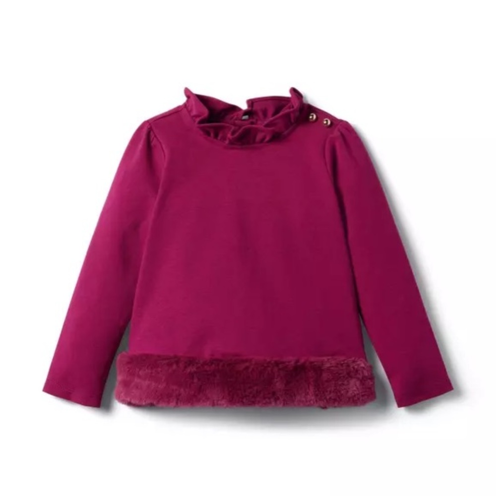 EUC Janie & Jack Faux Fur Trim Ponte Top raspberry radiance sz 5 ITEM 100045049